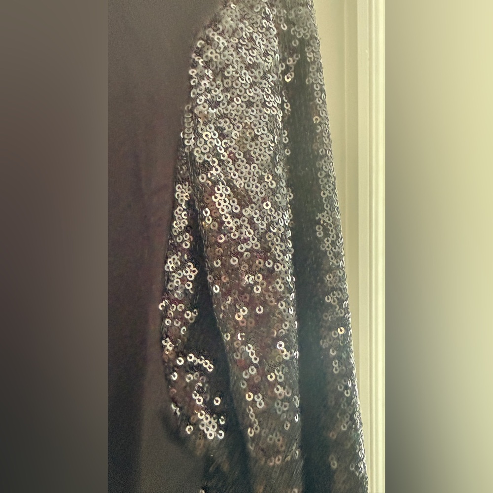 Rachel Zoe Black Presley Sequin Sleeve V-Neck Sweater size XS‎ - Picture 5 of 7